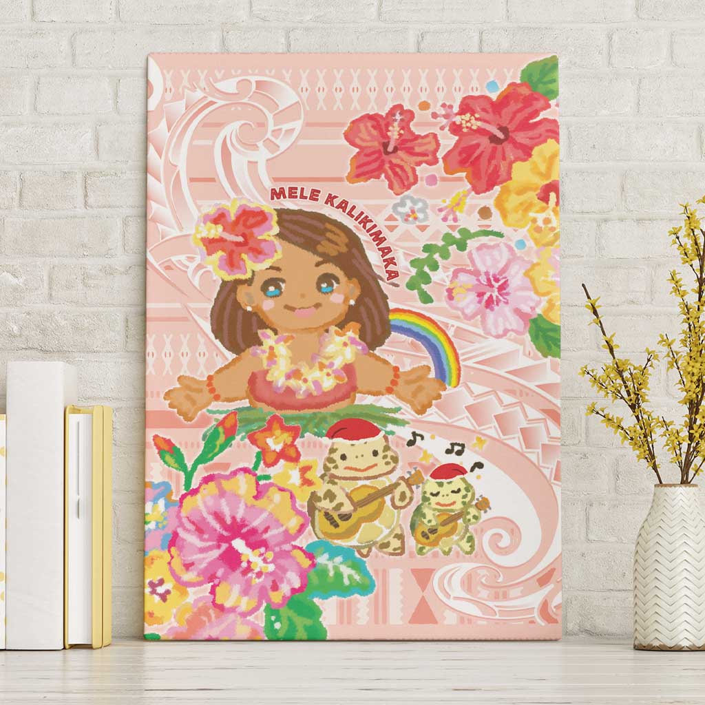 Aloha Hawaii Canvas Wall Art Kawaii Mele Kalikimaka - Pastel Fever LT7 Without Frame Peach - Polynesian Pride