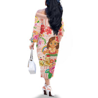 Aloha Hawaii Family Matching Off The Shoulder Long Sleeve Dress and Hawaiian Shirt Kawaii Mele Kalikimaka - Pastel Fever
