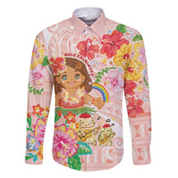 Aloha Hawaii Family Matching Summer Maxi Dress and Hawaiian Shirt Kawaii Mele Kalikimaka - Pastel Fever
