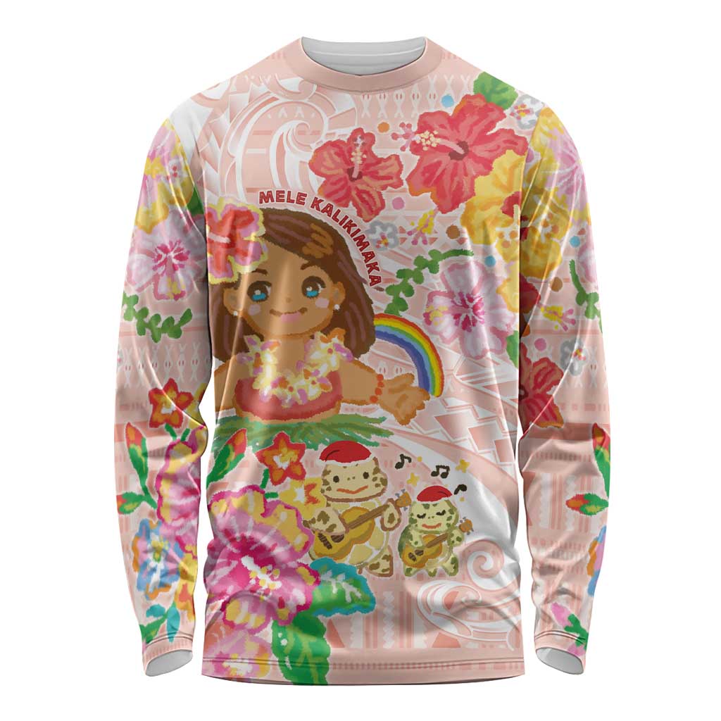 Aloha Hawaii Long Sleeve Shirt Kawaii Mele Kalikimaka - Pastel Fever