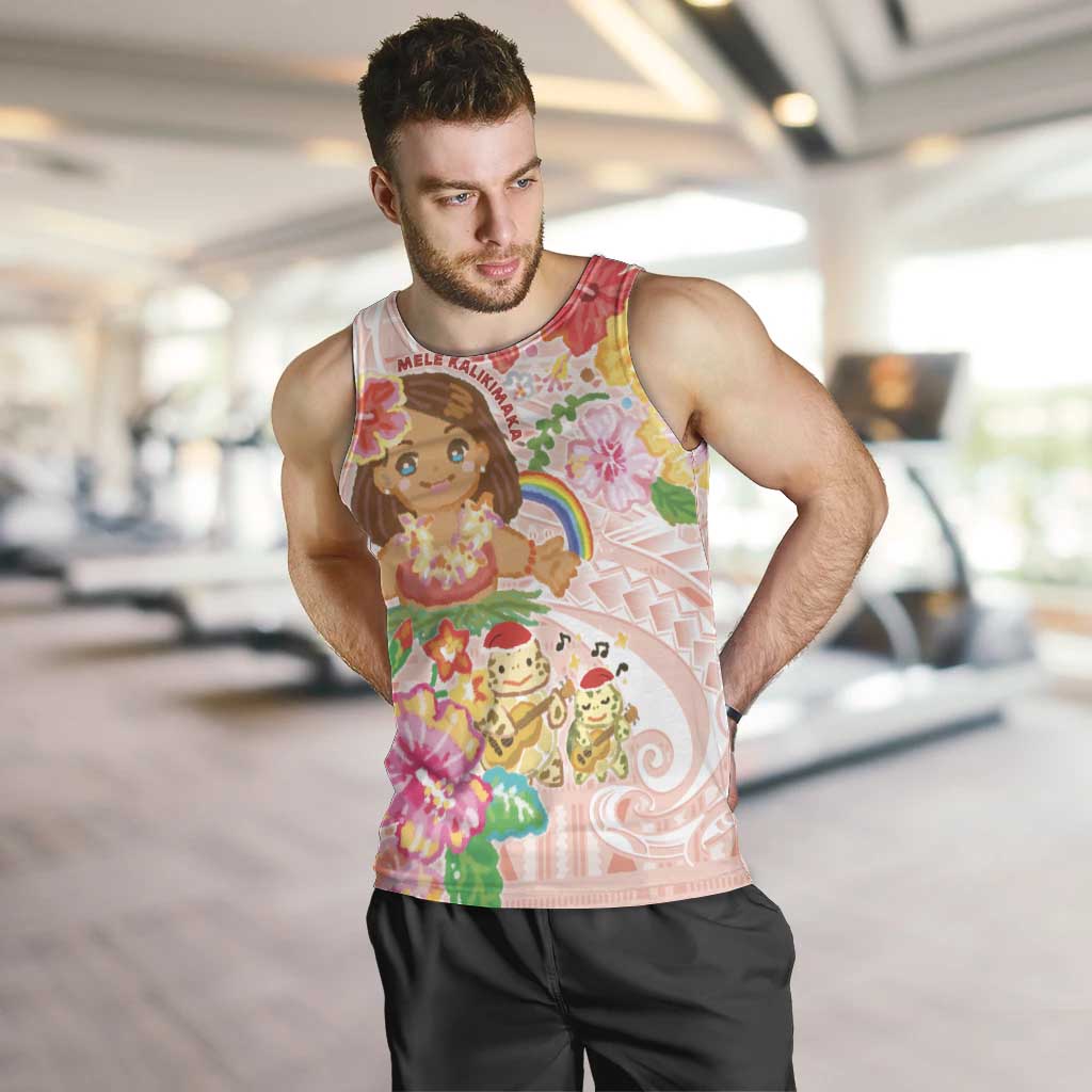 Aloha Hawaii Men Tank Top Kawaii Mele Kalikimaka - Pastel Fever LT7 Peach - Polynesian Pride