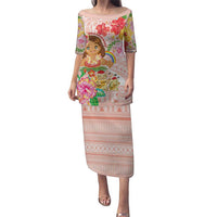 Aloha Hawaii Puletasi Kawaii Mele Kalikimaka - Pastel Fever LT7 Long Dress Peach - Polynesian Pride