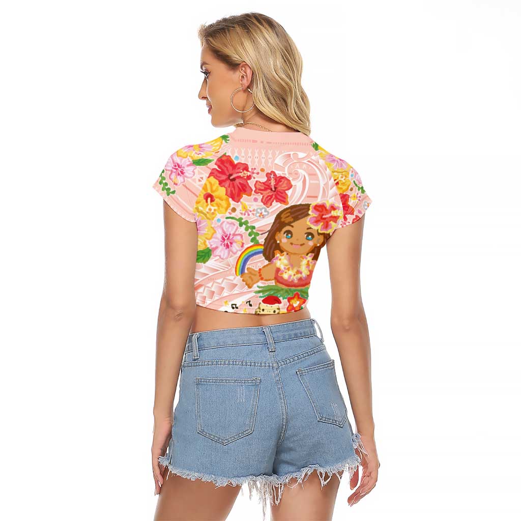 Aloha Hawaii Raglan Cropped T Shirt Kawaii Mele Kalikimaka - Pastel Fever LT7 - Polynesian Pride