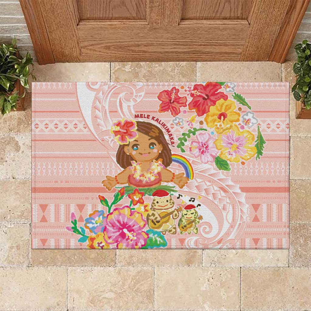 Aloha Hawaii Rubber Doormat Kawaii Mele Kalikimaka - Pastel Fever LT7 Peach - Polynesian Pride