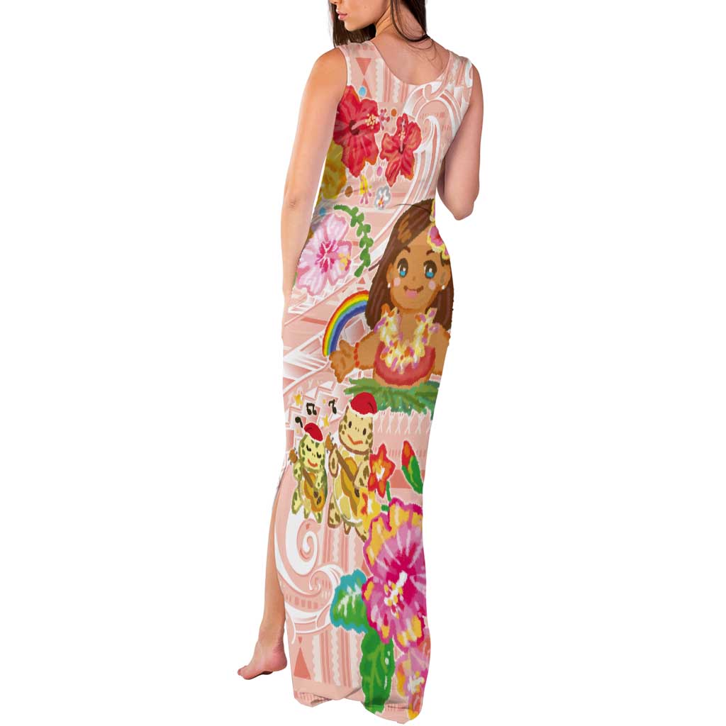 Aloha Hawaii Tank Maxi Dress Kawaii Mele Kalikimaka - Pastel Fever LT7 - Polynesian Pride