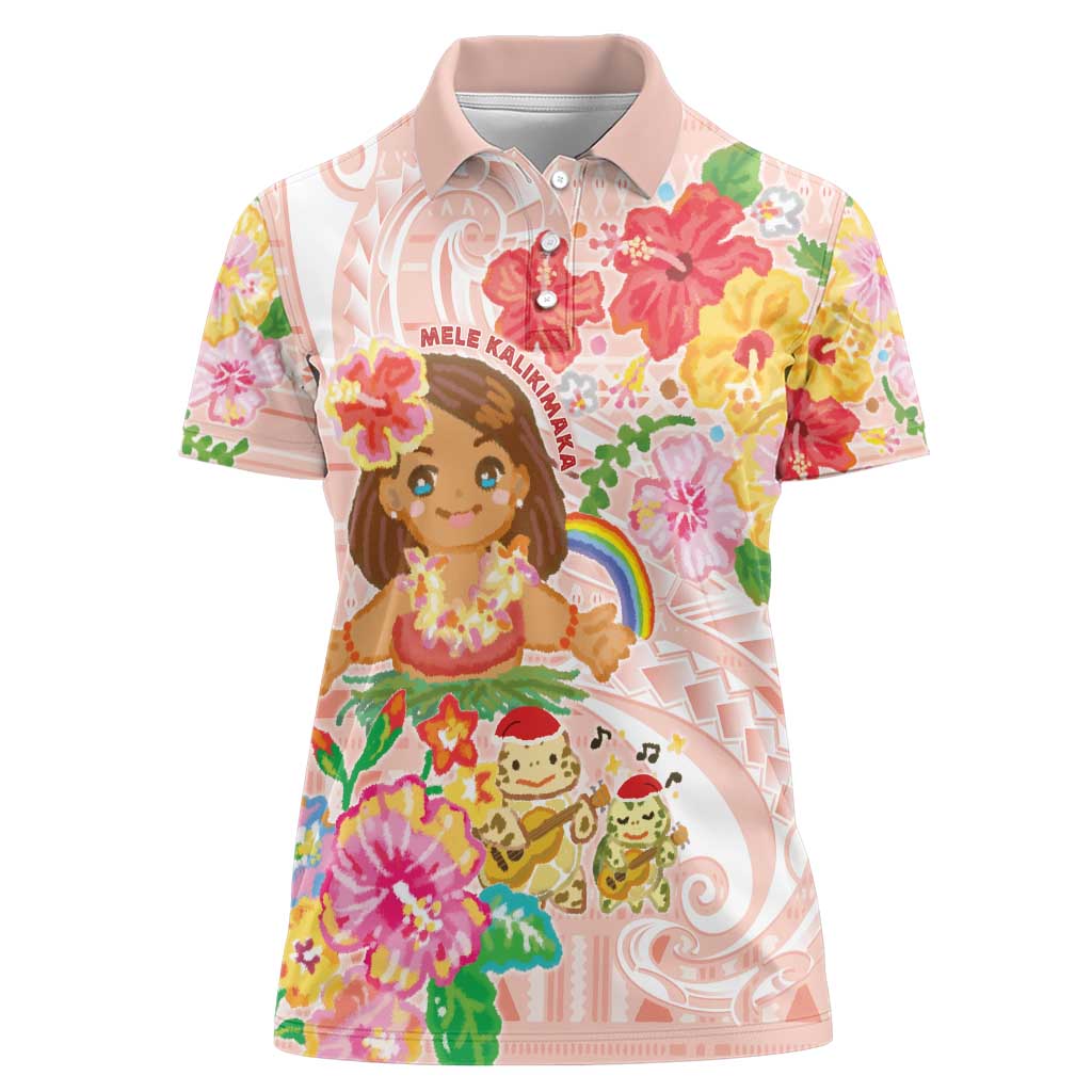 Aloha Hawaii Women Polo Shirt Kawaii Mele Kalikimaka - Pastel Fever