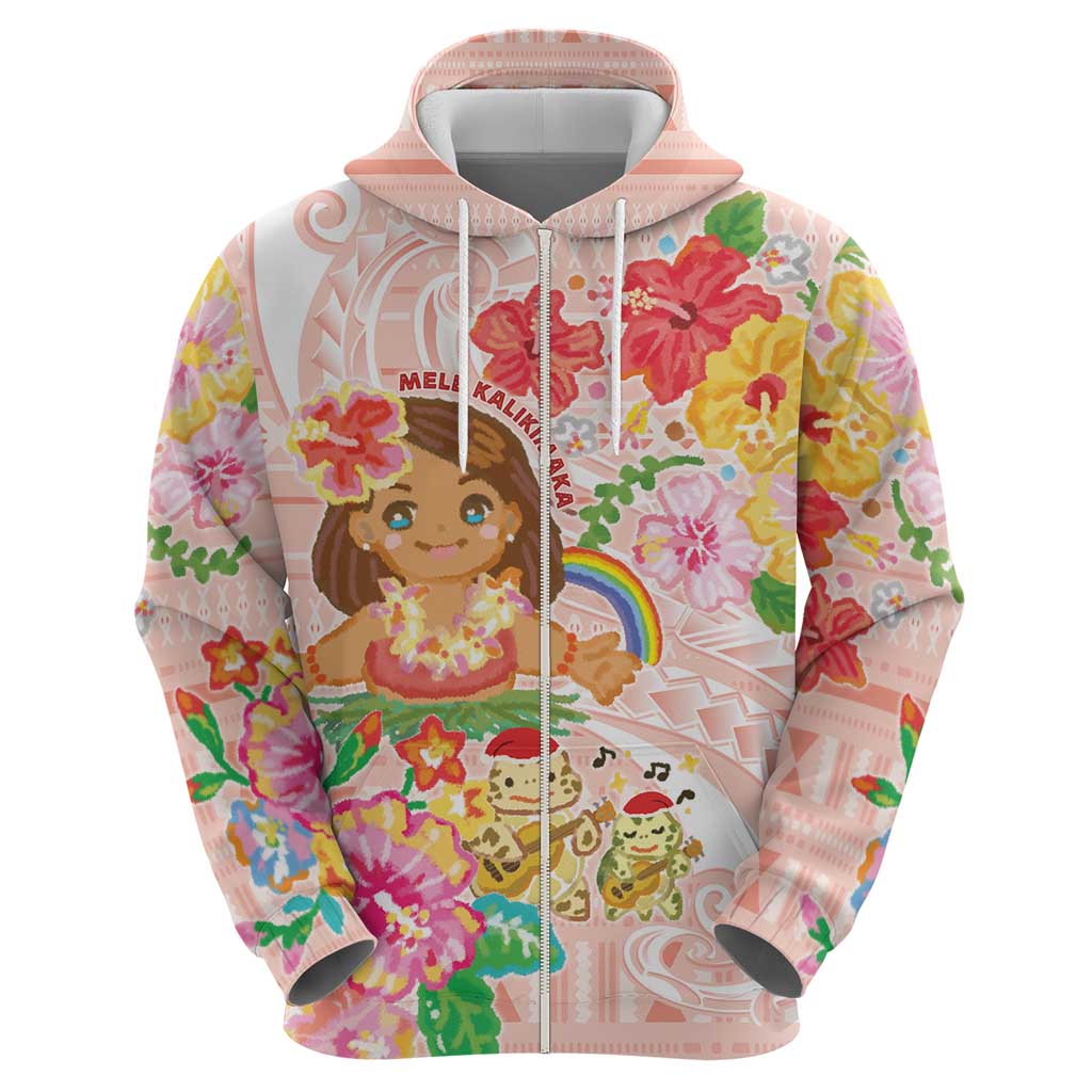 Aloha Hawaii Zip Hoodie Kawaii Mele Kalikimaka - Pastel Fever