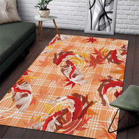 Orange Palaka Hawaii Aloha Area Rug Koi Pond Mix Japanese Maple - Polynesian Pride