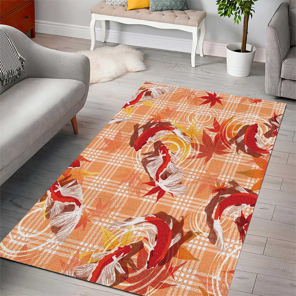 Orange Palaka Hawaii Aloha Area Rug Koi Pond Mix Japanese Maple - Polynesian Pride