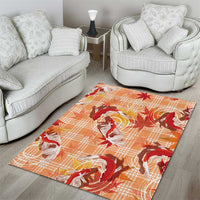 Orange Palaka Hawaii Aloha Area Rug Koi Pond Mix Japanese Maple - Polynesian Pride