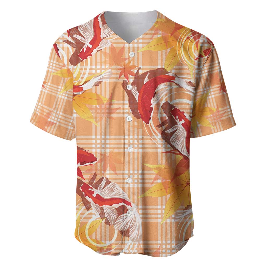 Orange Palaka Hawaii Aloha Baseball Jersey Koi Pond Mix Japanese Maple - Polynesian Pride