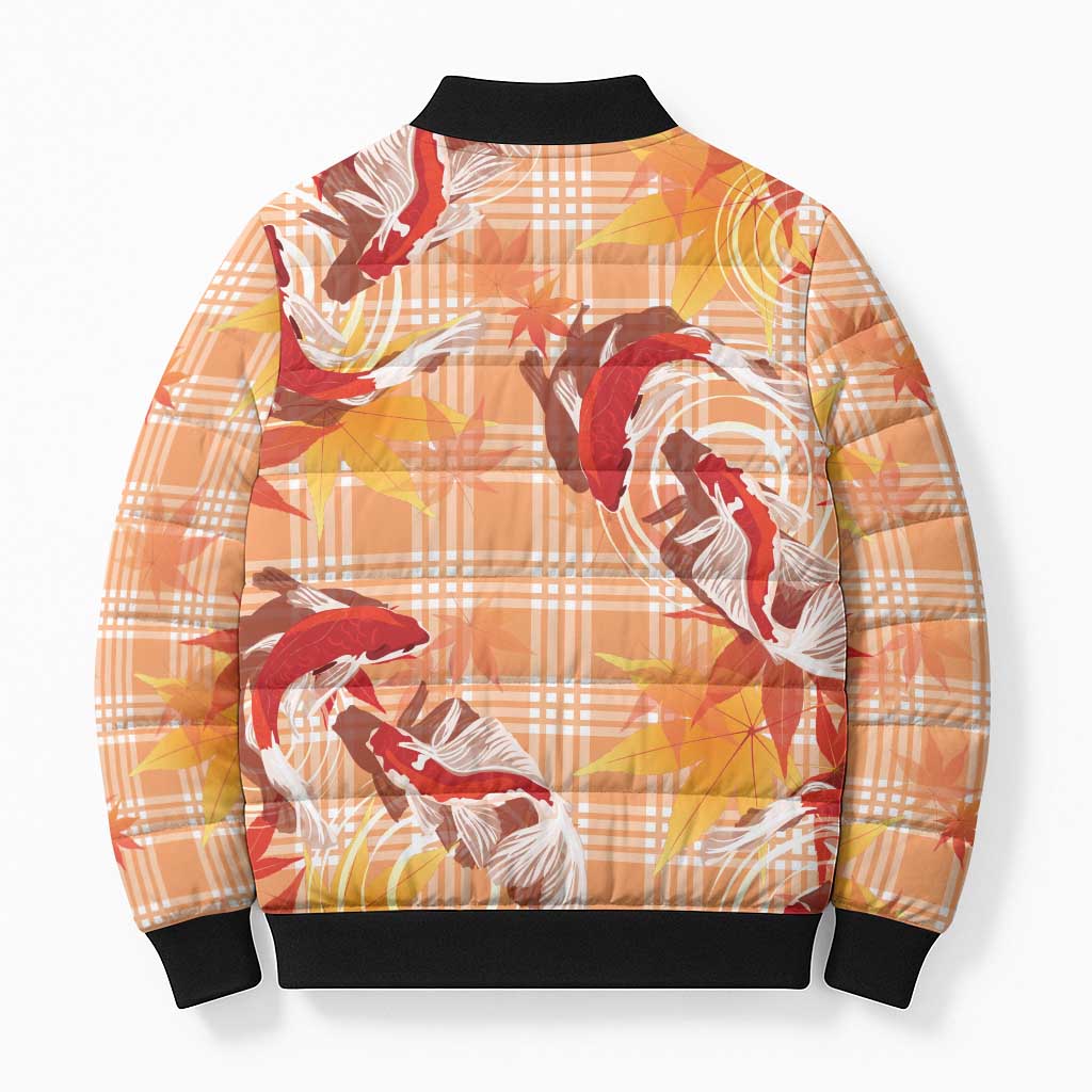 Orange Palaka Hawaii Aloha Bomber Puffer Jacket Koi Pond Mix Japanese Maple - Polynesian Pride