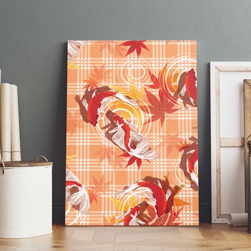 Orange Palaka Hawaii Aloha Canvas Wall Art Koi Pond Mix Japanese Maple - Polynesian Pride