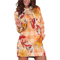 Orange Palaka Hawaii Aloha Hoodie Dress Koi Pond Mix Japanese Maple - Polynesian Pride