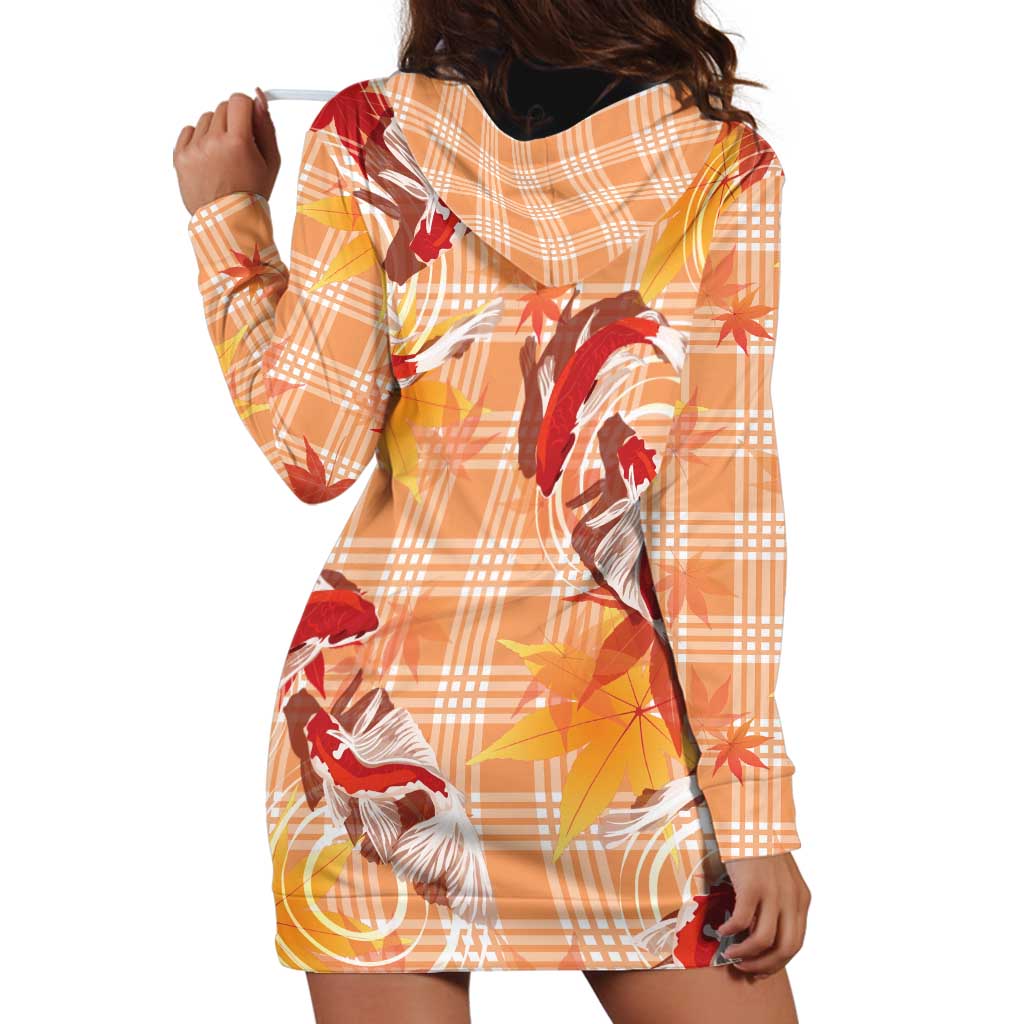 Orange Palaka Hawaii Aloha Hoodie Dress Koi Pond Mix Japanese Maple - Polynesian Pride