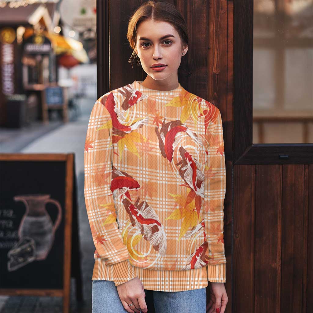 Orange Palaka Hawaii Aloha Ugly Christmas Sweater Koi Pond Mix Japanese Maple - Polynesian Pride