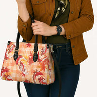 Orange Palaka Hawaii Aloha Leather Bag Koi Pond Mix Japanese Maple - Polynesian Pride