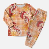 Orange Palaka Hawaii Aloha Christmas Pajama Set Koi Pond Mix Japanese Maple - Polynesian Pride