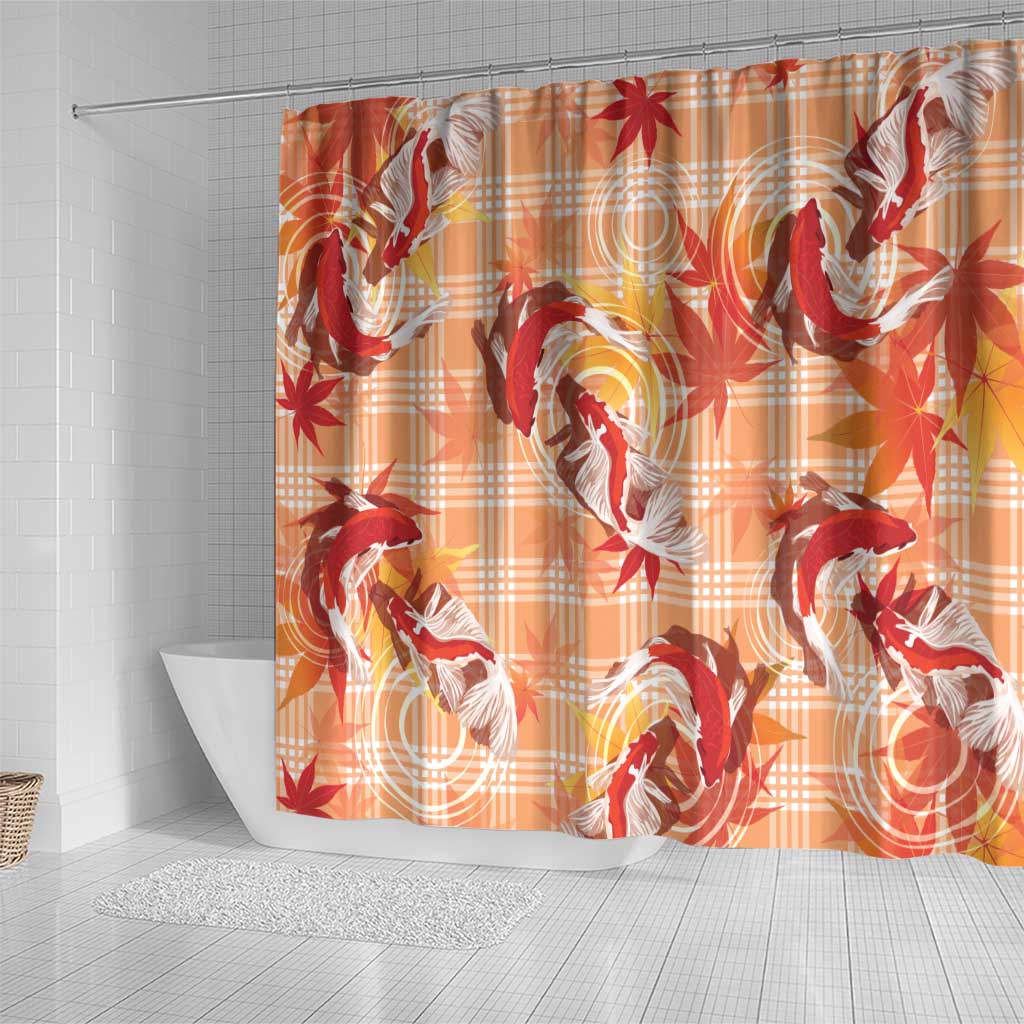 Orange Palaka Hawaii Aloha Shower Curtain Koi Pond Mix Japanese Maple - Polynesian Pride