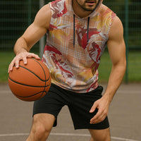 Orange Palaka Hawaii Aloha Sleeveless Hoodie Koi Pond Mix Japanese Maple - Polynesian Pride