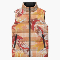 Orange Palaka Hawaii Aloha Sleeveless Puffer Jacket Koi Pond Mix Japanese Maple - Polynesian Pride