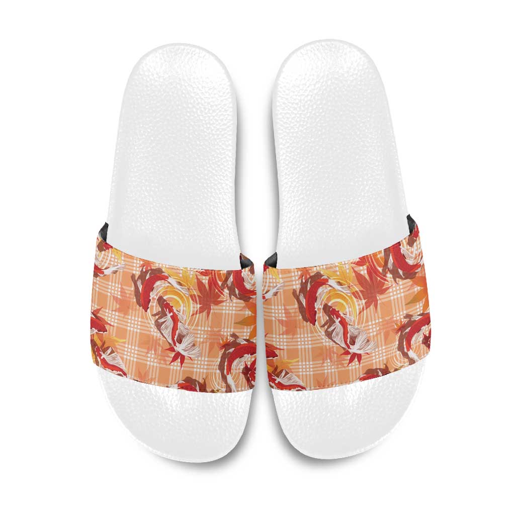 Orange Palaka Hawaii Aloha Slide Sandals Koi Pond Mix Japanese Maple - Polynesian Pride