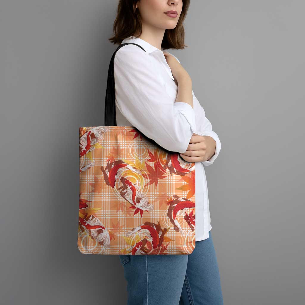 Orange Palaka Hawaii Aloha Tote Bag Koi Pond Mix Japanese Maple - Polynesian Pride