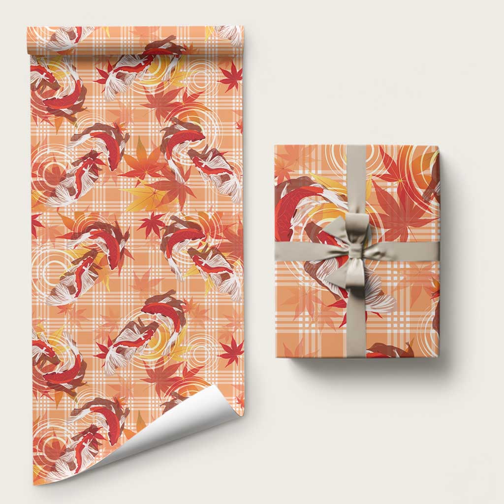 Orange Palaka Hawaii Aloha Wrapping Paper Koi Pond Mix Japanese Maple LT7 58" × 23" Orange - Polynesian Pride