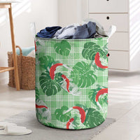 Lime Palaka Hawaii Aloha Laundry Basket Koi Pond Mix Monstera LT7 Lime Green - Polynesian Pride