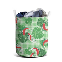 Lime Palaka Hawaii Aloha Laundry Basket Koi Pond Mix Monstera LT7 - Polynesian Pride
