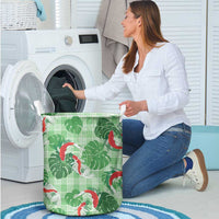 Lime Palaka Hawaii Aloha Laundry Basket Koi Pond Mix Monstera LT7 - Polynesian Pride