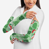 Lime Palaka Hawaii Aloha Arm Sleeves Koi Pond Mix Monstera - Polynesian Pride