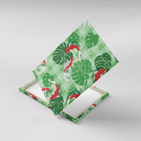 Lime Palaka Hawaii Aloha Canvas Wall Art Koi Pond Mix Monstera - Polynesian Pride