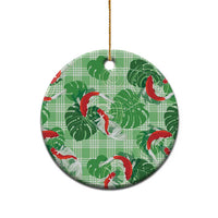 Lime Palaka Hawaii Aloha Ceramic Ornament Koi Pond Mix Monstera - Polynesian Pride