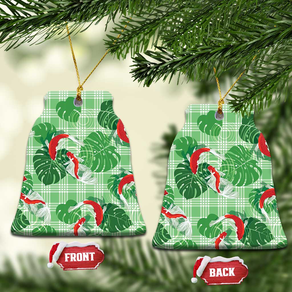 Lime Palaka Hawaii Aloha Ceramic Ornament Koi Pond Mix Monstera - Polynesian Pride