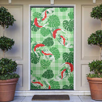 Lime Palaka Hawaii Aloha Door Cover Koi Pond Mix Monstera - Polynesian Pride