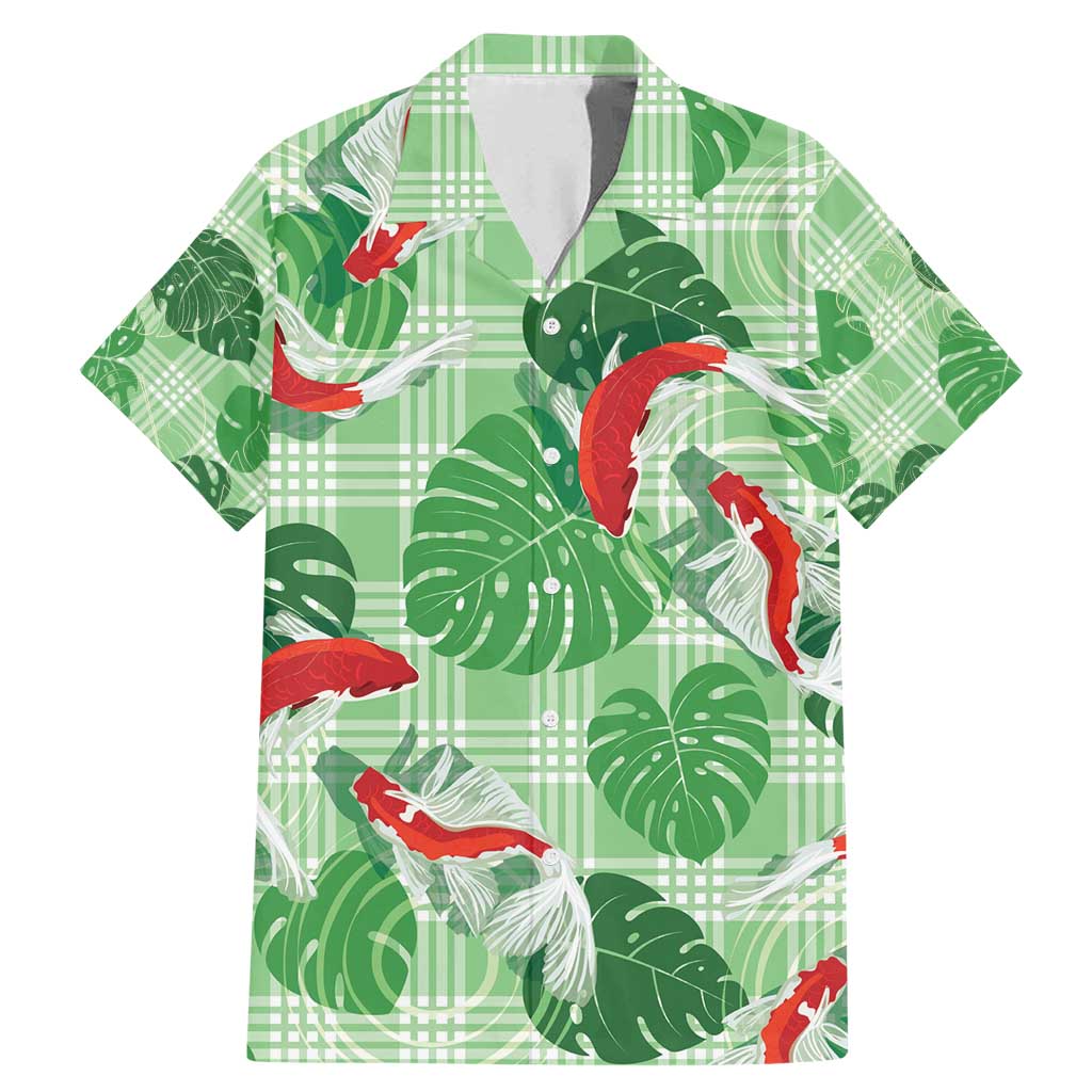 Lime Palaka Hawaii Aloha Family Matching Mermaid Dress and Hawaiian Shirt Koi Pond Mix Monstera - Polynesian Pride