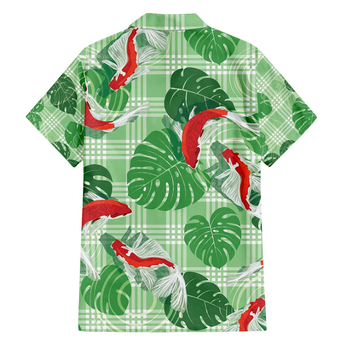 Lime Palaka Hawaii Aloha Family Matching Off The Shoulder Long Sleeve Dress and Hawaiian Shirt Koi Pond Mix Monstera - Polynesian Pride