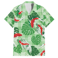 Lime Palaka Hawaii Aloha Family Matching Summer Maxi Dress and Hawaiian Shirt Koi Pond Mix Monstera - Polynesian Pride
