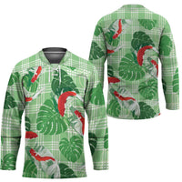 Lime Palaka Hawaii Aloha Hockey Jersey Koi Pond Mix Monstera - Polynesian Pride