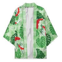 Lime Palaka Hawaii Aloha Kimono Koi Pond Mix Monstera - Polynesian Pride