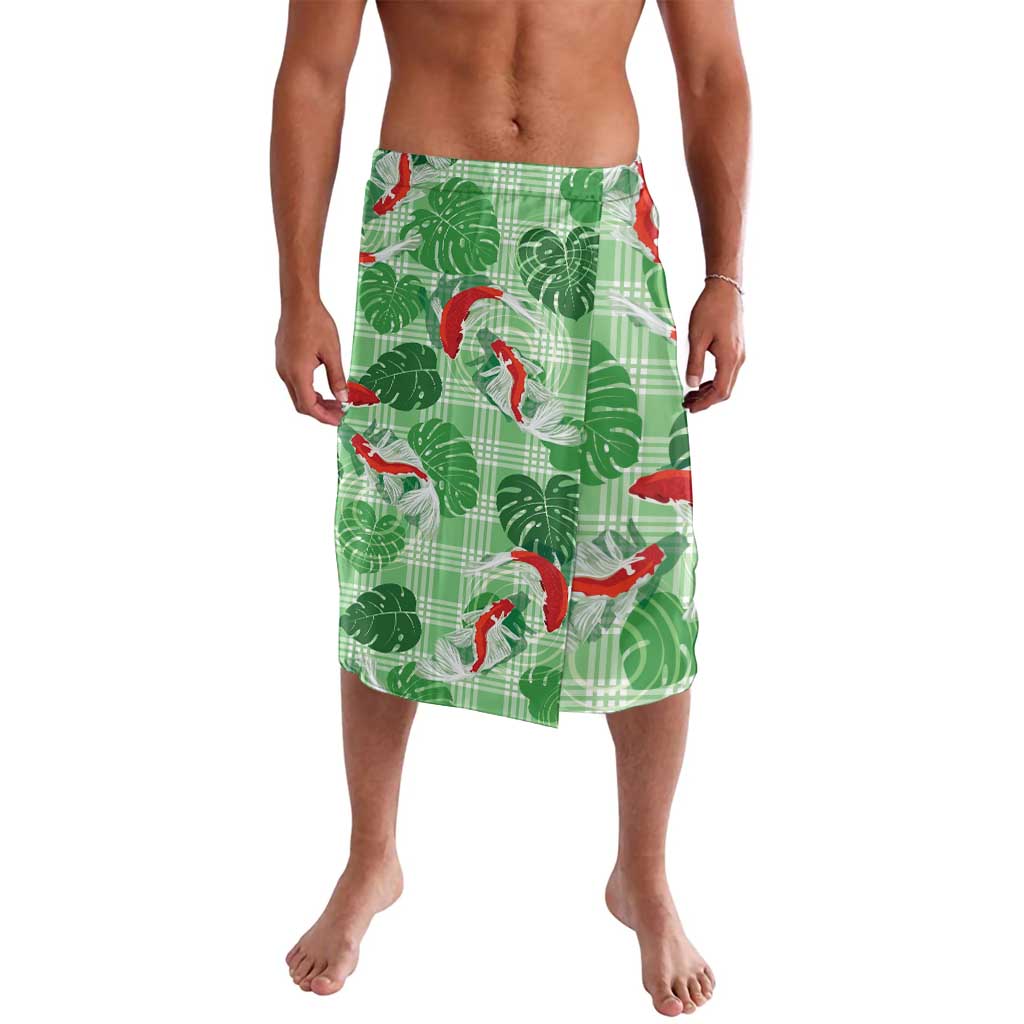 Lime Palaka Hawaii Aloha Lavalava Koi Pond Mix Monstera - Polynesian Pride