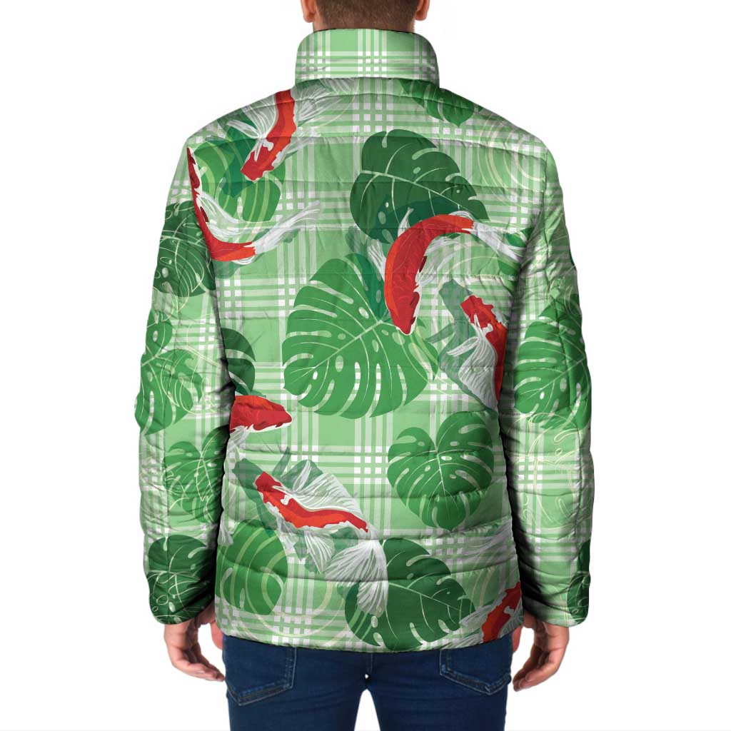 Lime Palaka Hawaii Aloha Padded Jacket Koi Pond Mix Monstera - Polynesian Pride