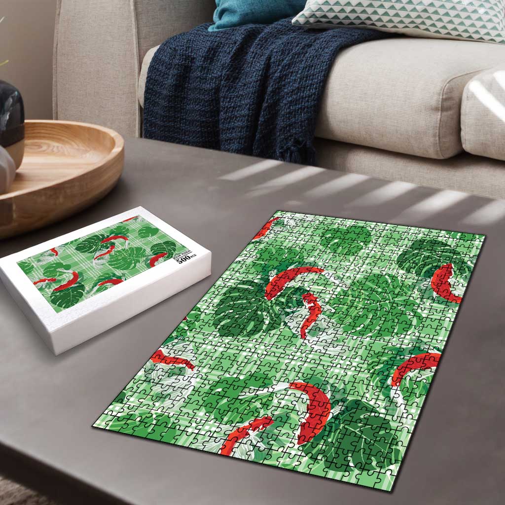 Lime Palaka Hawaii Aloha Puzzle Koi Pond Mix Monstera - Polynesian Pride