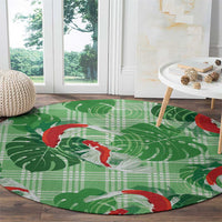 Lime Palaka Hawaii Aloha Round Carpet Koi Pond Mix Monstera - Polynesian Pride
