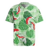 Lime Palaka Hawaii Aloha Rugby Jersey Koi Pond Mix Monstera - Polynesian Pride