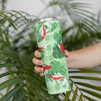 Lime Palaka Hawaii Aloha Skinny Tumbler Koi Pond Mix Monstera - Polynesian Pride