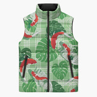 Lime Palaka Hawaii Aloha Sleeveless Puffer Jacket Koi Pond Mix Monstera - Polynesian Pride