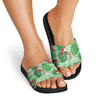 Lime Palaka Hawaii Aloha Slide Sandals Koi Pond Mix Monstera - Polynesian Pride