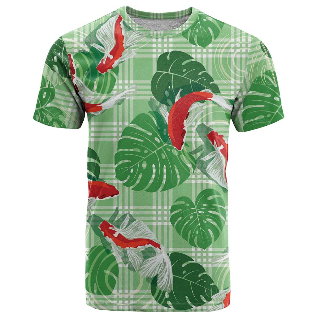 Lime Palaka Hawaii Aloha T Shirt Koi Pond Mix Monstera - Polynesian Pride